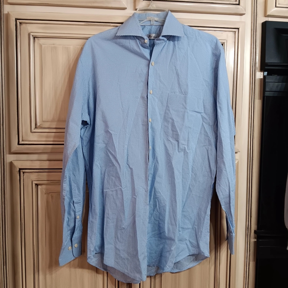 Peter Millar Blue White Longsleeve‎ Shirt - Medium